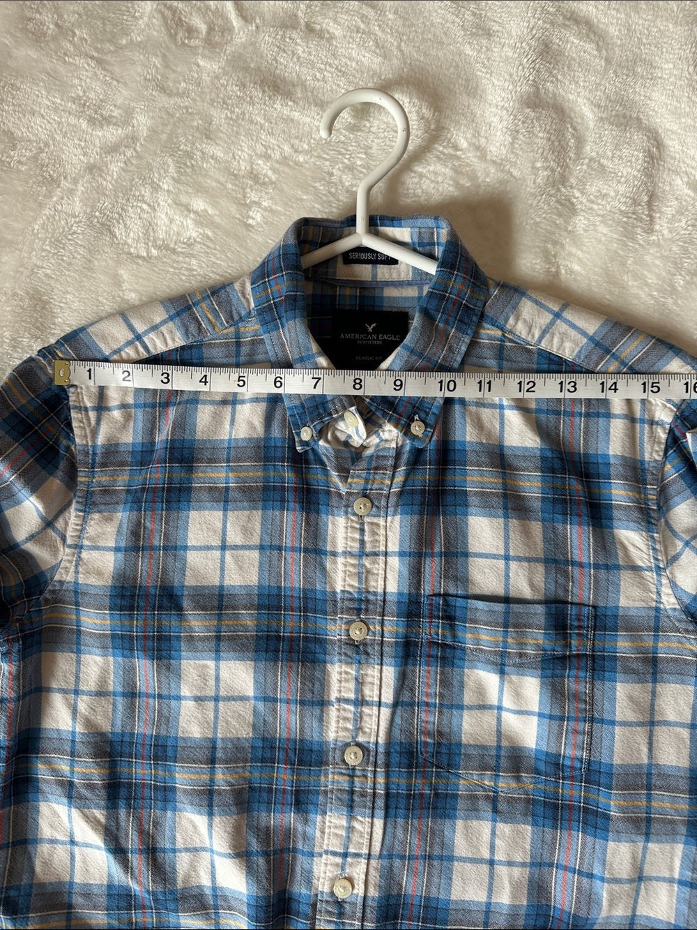 AMERICAN EAGLE Unisex Plaid Button-Down Shirt Sz S Seriously Soft Cotton Country - Picture 12 of 14